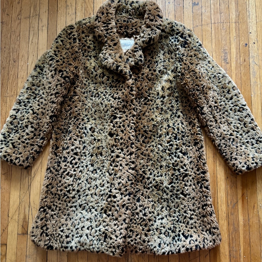 Vintage faux fur leopard print coat